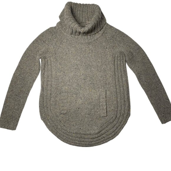 Vintage Cynthia Rowley XS Tan Gray Speckled Knit Wool Blend Turtleneck Sweater - Picture 13 of 16